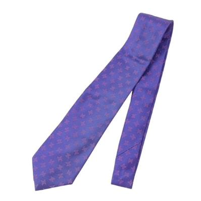 CELINE セリーヌ ネクタイ シルク100%トリオンフ柄 ネクタイ パープル系【中古】