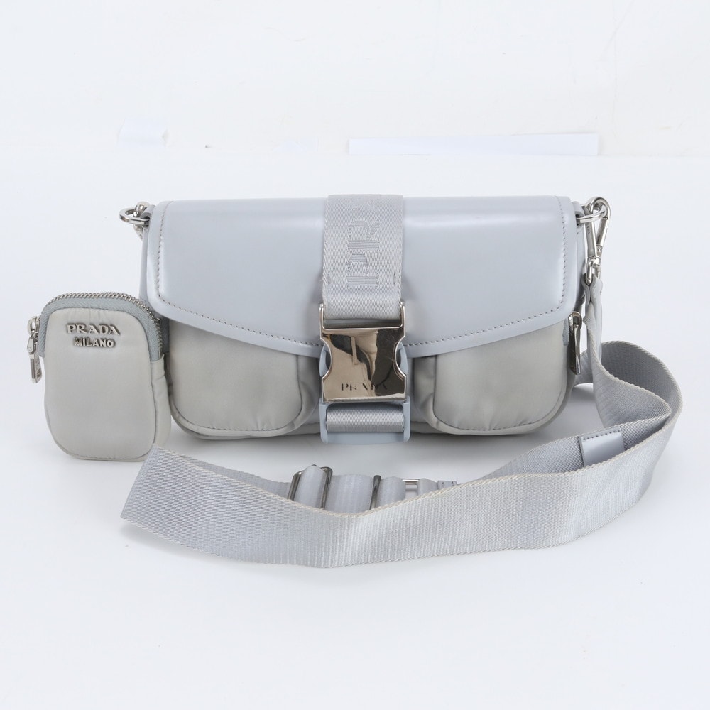 PRADA Pocket Nylon & Brushed Leather Bag "Blue"