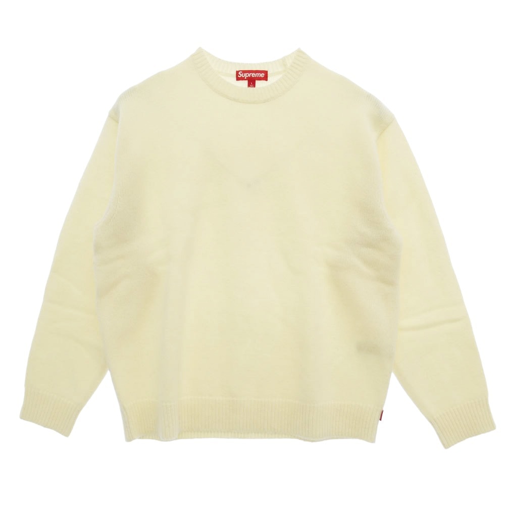 Supreme シュプリーム 25AW Angora Script Sweater アンゴラ スクリプトロゴ クルーネック ニット オフホワイト系 L【極上美品】【中古】