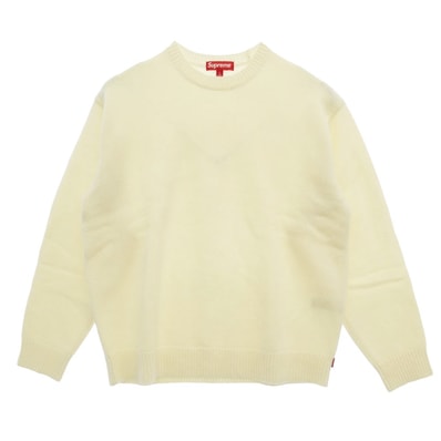Supreme シュプリーム 25AW Angora Script Sweater アンゴラ スクリプトロゴ クルーネック ニット オフホワイト系 L【極上美品】【中古】