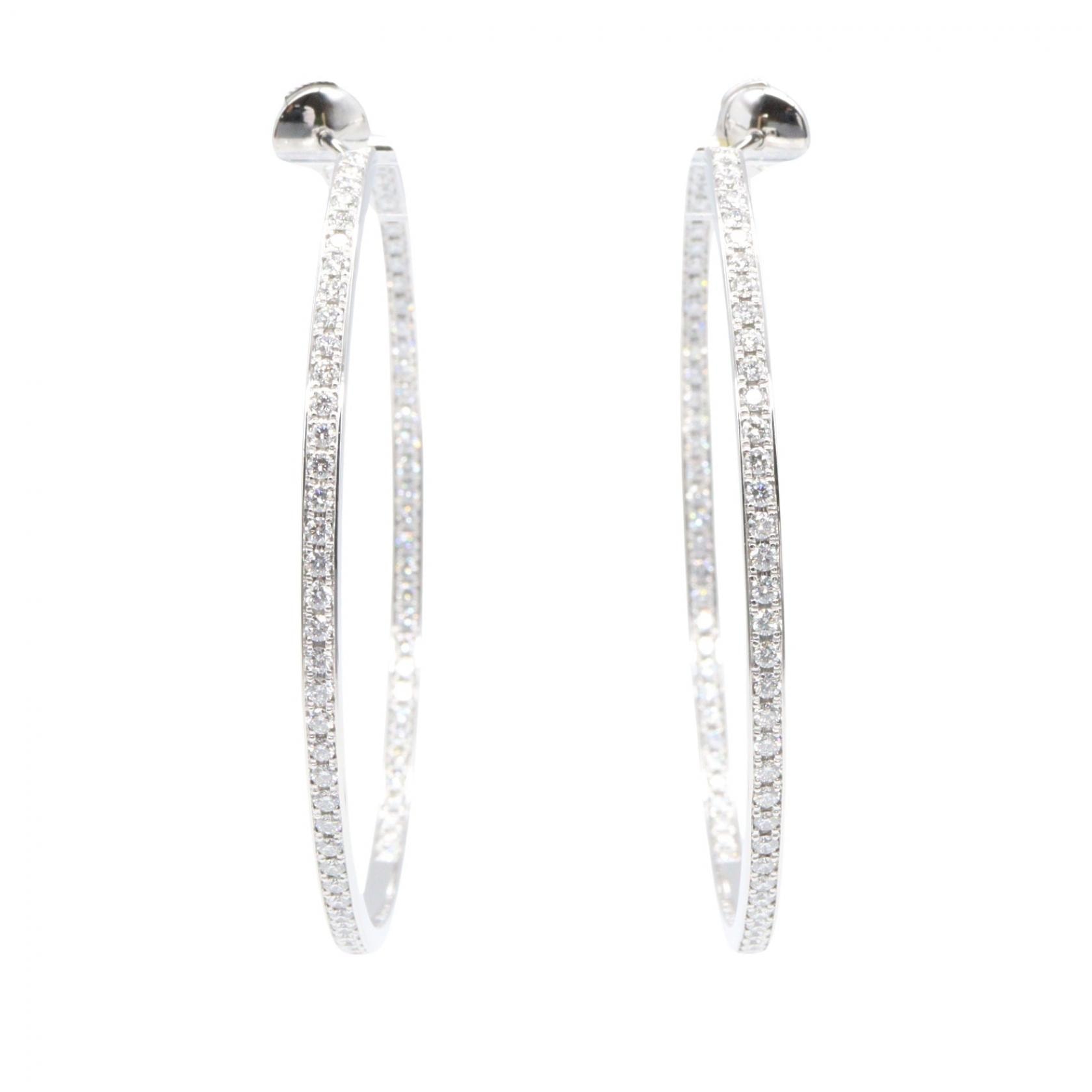 カルティエ CARTIER フープダイヤ ピアス ピアス ジュエリー K18WG(ホワイトゴールド) ダイヤモンド レディース シルバー系 / クリア系 【中古】