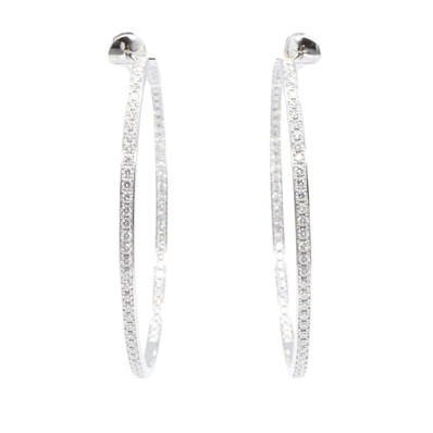 カルティエ CARTIER フープダイヤ ピアス ピアス ジュエリー K18WG(ホワイトゴールド) ダイヤモンド レディース シルバー系 / クリア系 【中古】