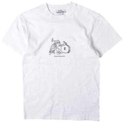 A.P.C. x JJJJOUND アーペーセー ジョウンド 別注 Rough T-Shirt ラフTシャツ XS WHITE 半袖 グラフィックプリント トップス g27623
