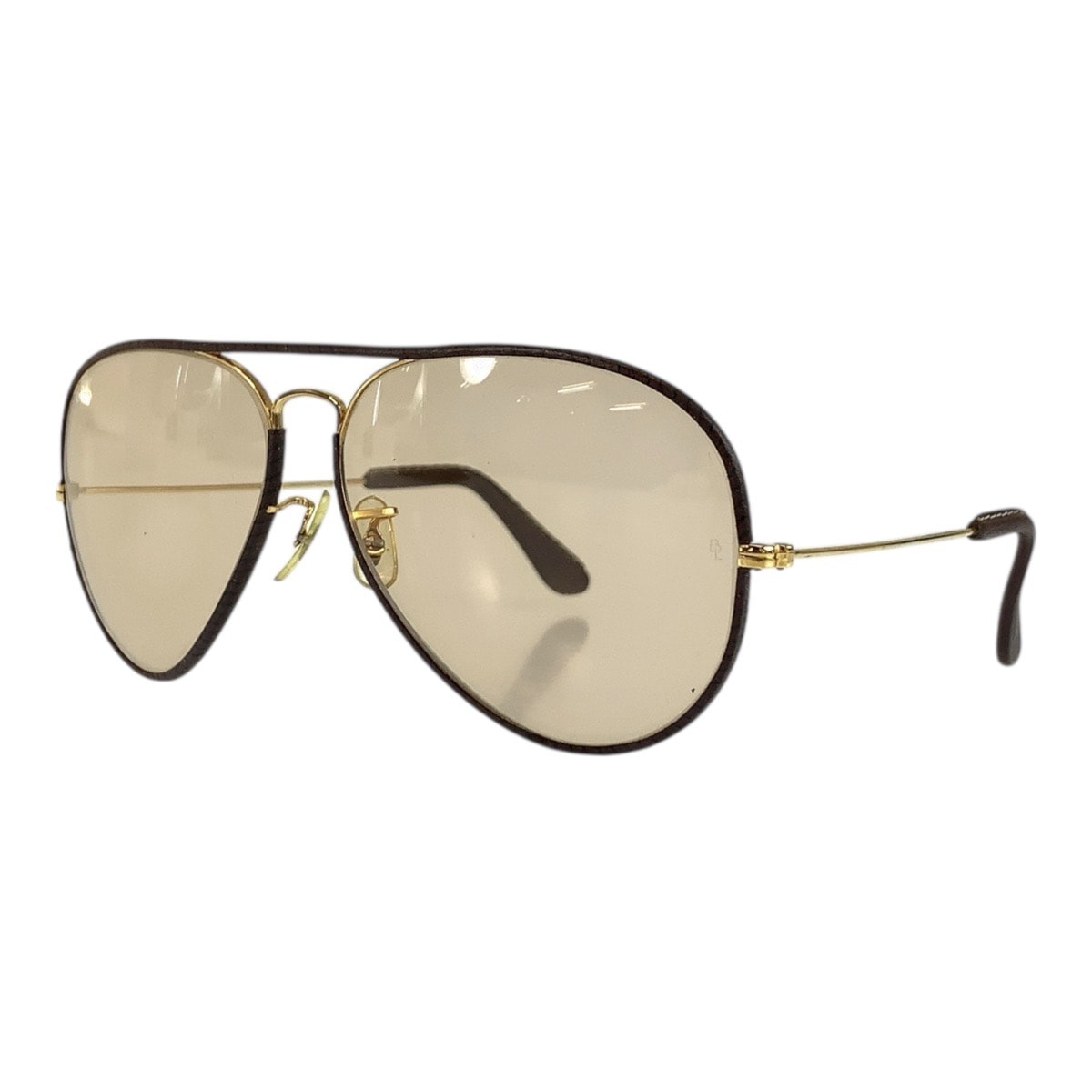 美品 Ray-Ban レイバン ヴィンテージ B&L ブラウン ゴールド金具 レザー メタル/ サングラス ティアドロップ 506775 【中古】