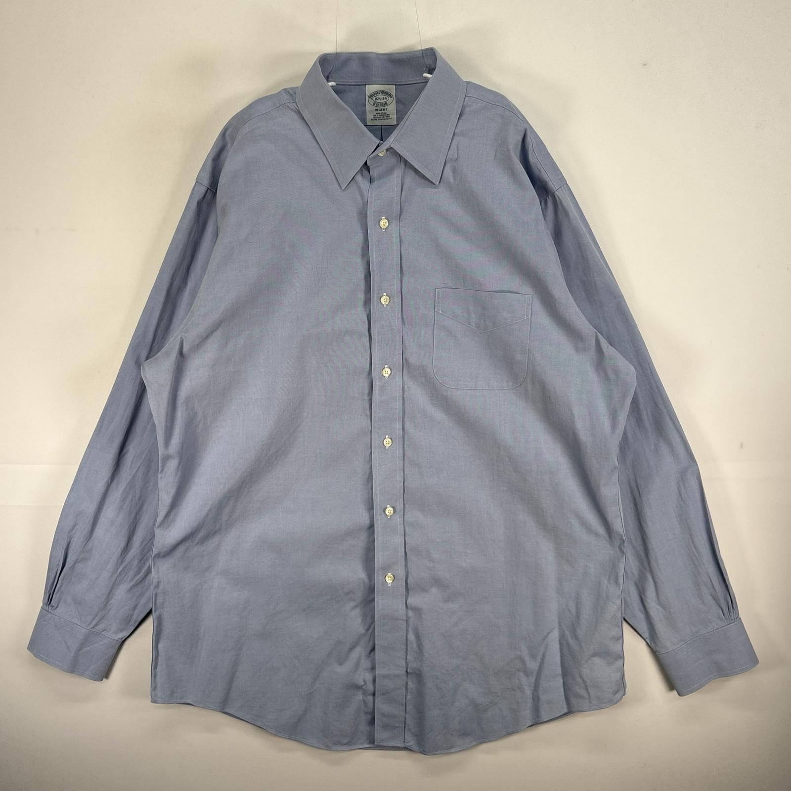 古着 ブルックスブラザーズ Brooks Brothers 長袖シャツ 胸ポケ REGENT カラーステイ L  ブルー系 無地 メンズ