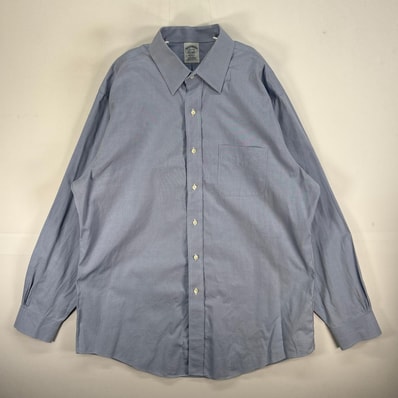 古着 ブルックスブラザーズ Brooks Brothers 長袖シャツ 胸ポケ REGENT カラーステイ L ブルー系 無地 メンズ