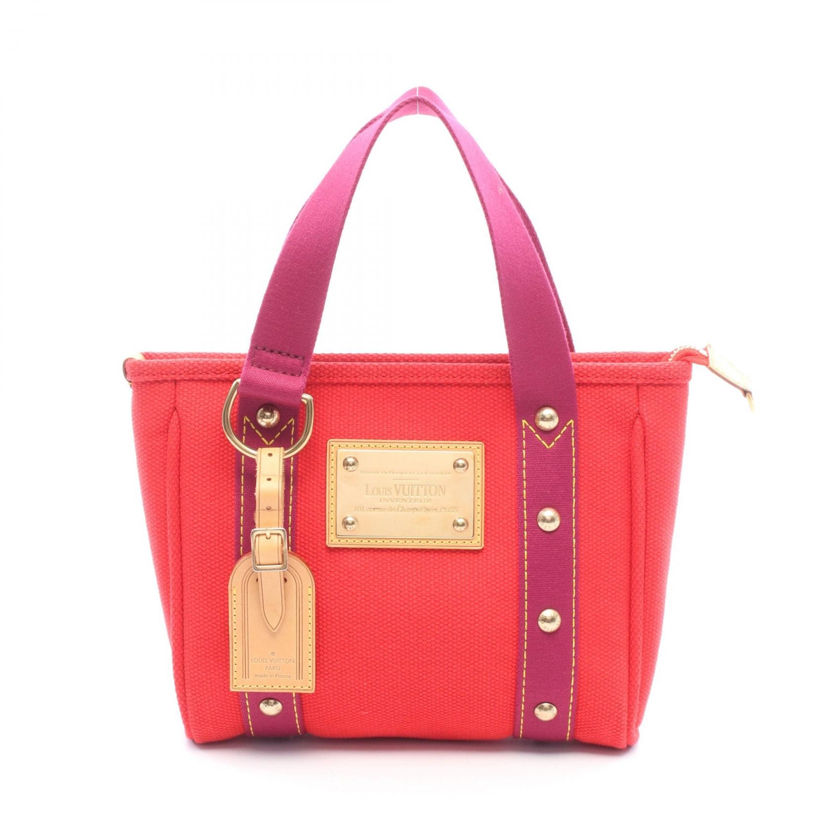 ルイ・ヴィトン LOUIS VUITTON カバPM アンティグア トートバッグ バッグ キャンバス レザー レッド レディース レッド系 / パープル系 M40037 【中古】
