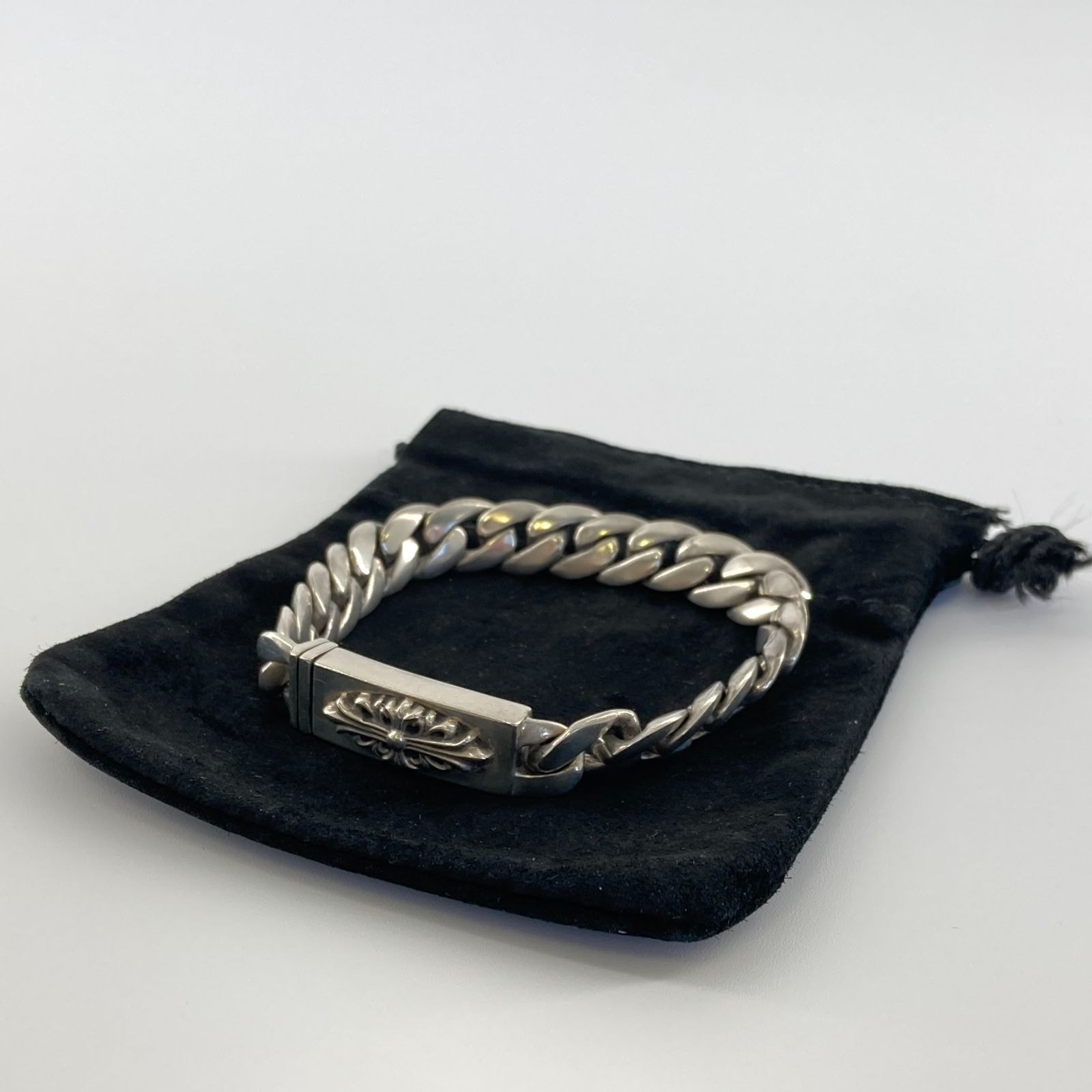 Chrome Hearts Baby ID Bracelet W / Floral Cross W / Classic Link BID BABY-Floral Cross W / Classic Link "Silver"