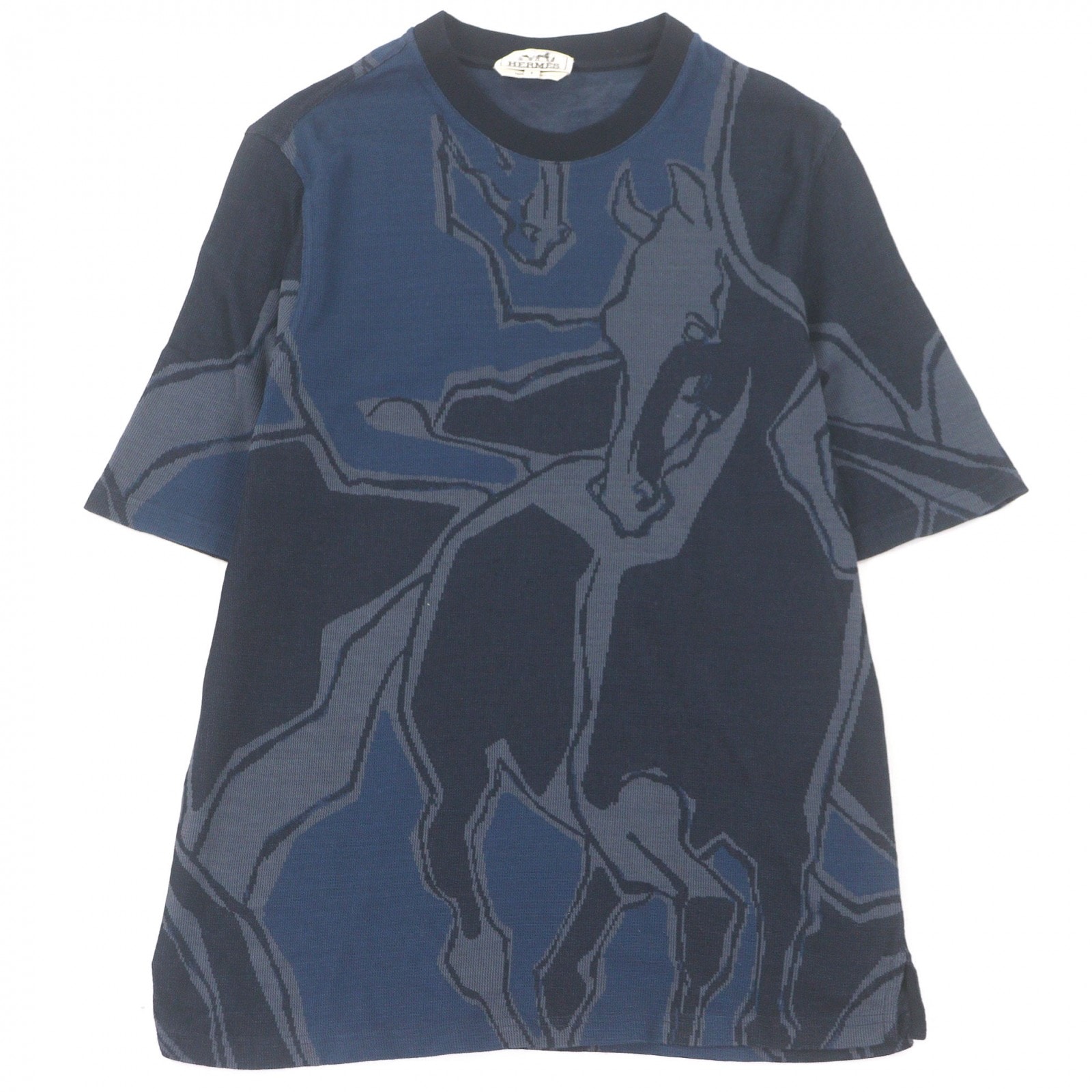 極美品 エルメス 半袖Tシャツ ネイビー メンズ S