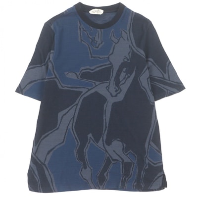 極美品 エルメス 半袖Tシャツ ネイビー メンズ S