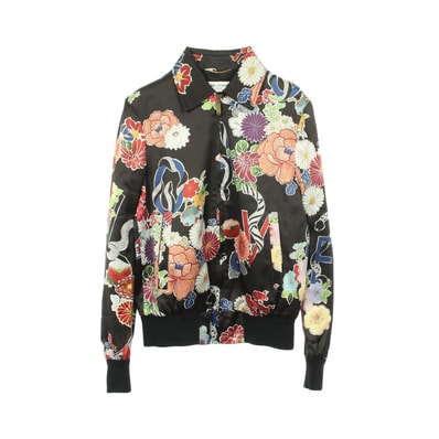 サンローランパリ SAINT LAURENT PARIS LOVE テディジャケット 花柄 ジップアップ ブルゾン 衣料品 アウター レーヨン メンズ ブラック系 / マルチカラー 472726 【中古】