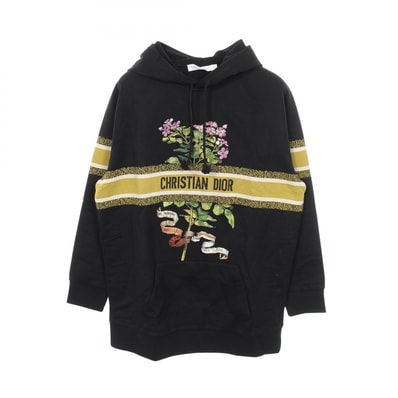 ディオール Dior エンブロイダリー 刺繍 パーカー 衣料品 トップス コットン レディース ブラック系 / マルチカラー 【中古】