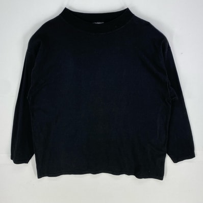 古着 90's/90年代 リー Lee USA製 長袖Tシャツ クルーネック ロングスリーブ ロンT XL ブラック系 無地 メンズ