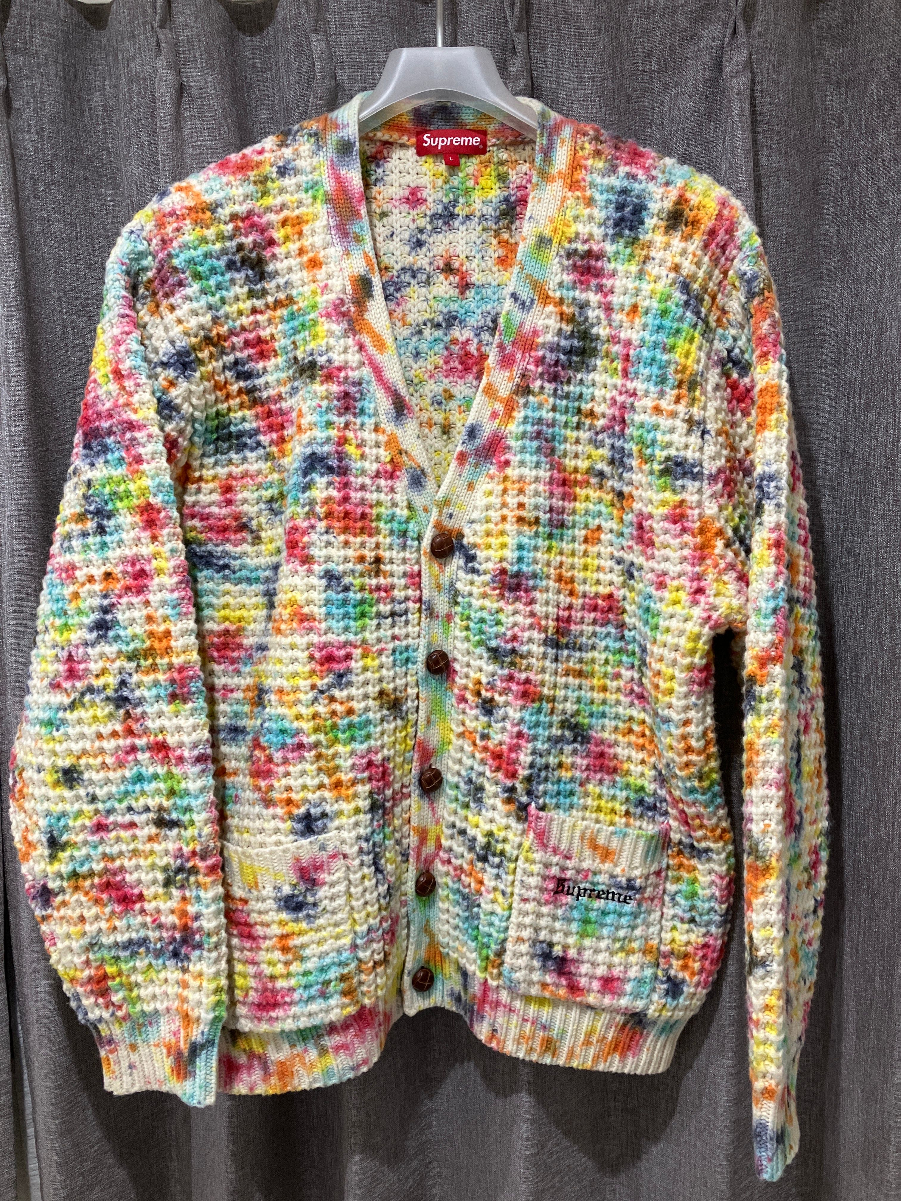 Supreme Waffle Knit Cardigan "Tie Dye"