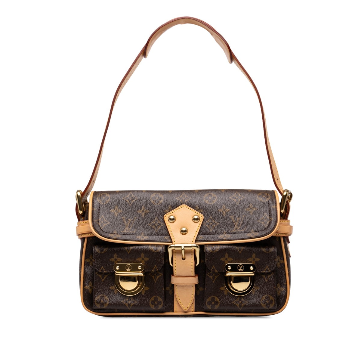 ルイ ヴィトン モノグラム ハドソンPM ショルダーバッグ ハンドバッグ M40027 ブラウン PVC レザー レディース LOUIS VUITTON 中古