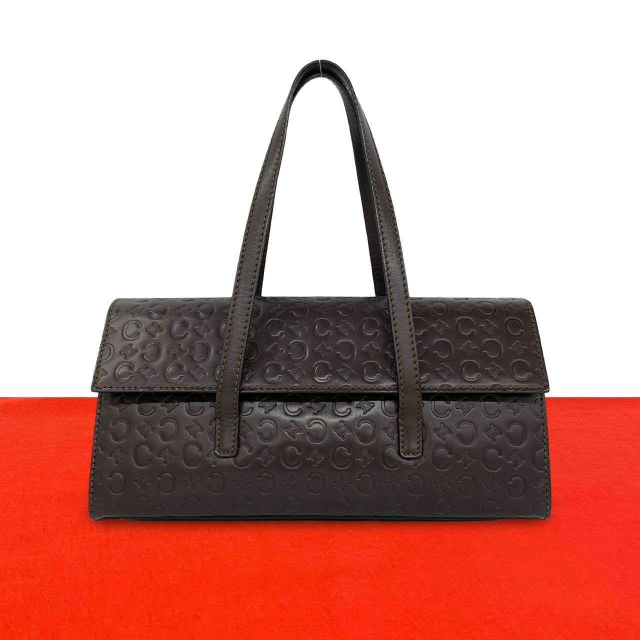 CELINE セリーヌ Cマカダム ロゴ エンボス レザー ハンドバッグ ブラウン
 21120