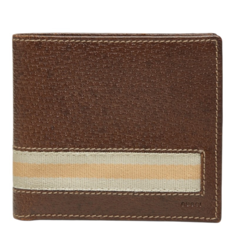 グッチ シェリーライン 二つ折り財布 138073 ブラウン レザー レディース GUCCI 中古