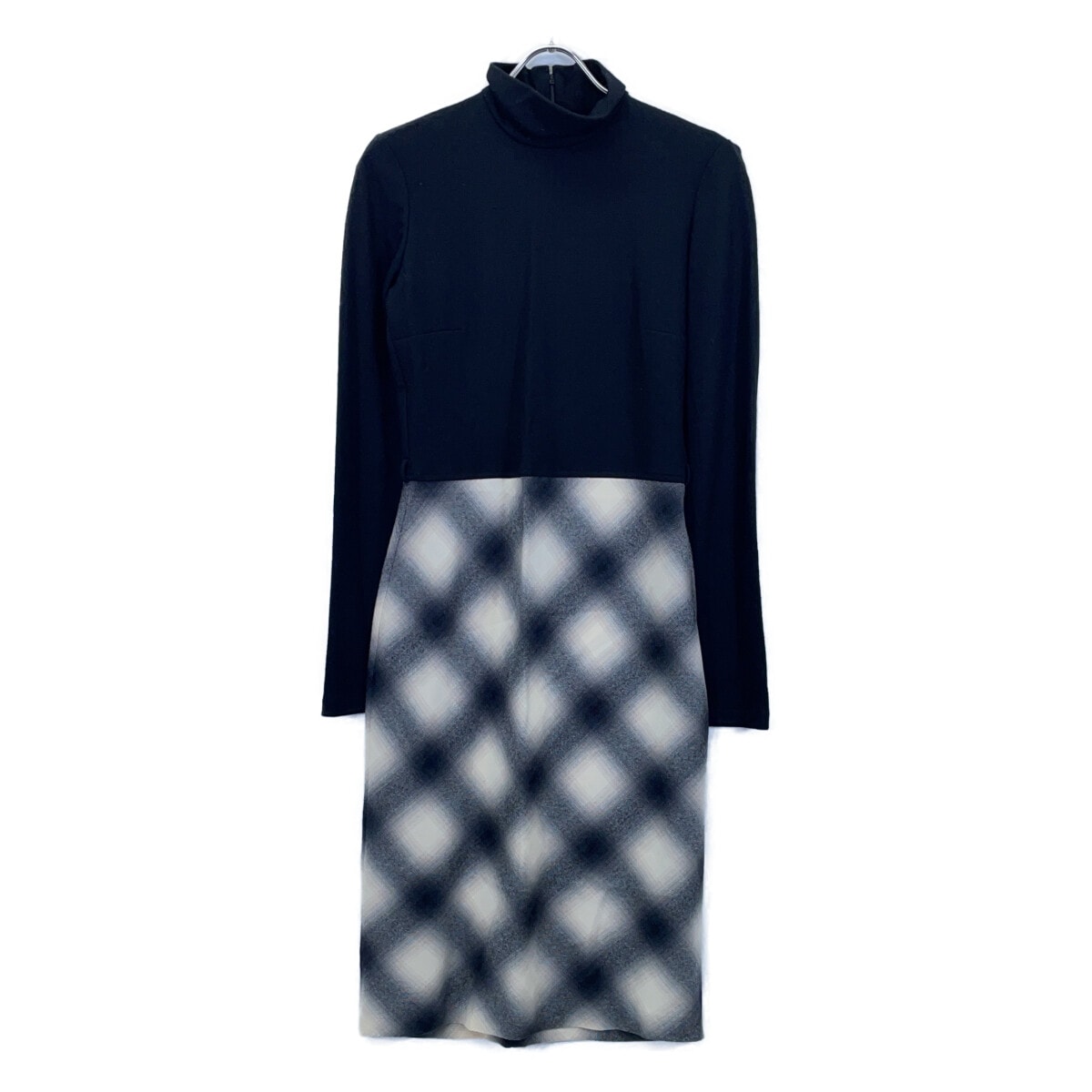 グッチ ブラック×ホワイト 324373 チェック切り替え ワンピース S