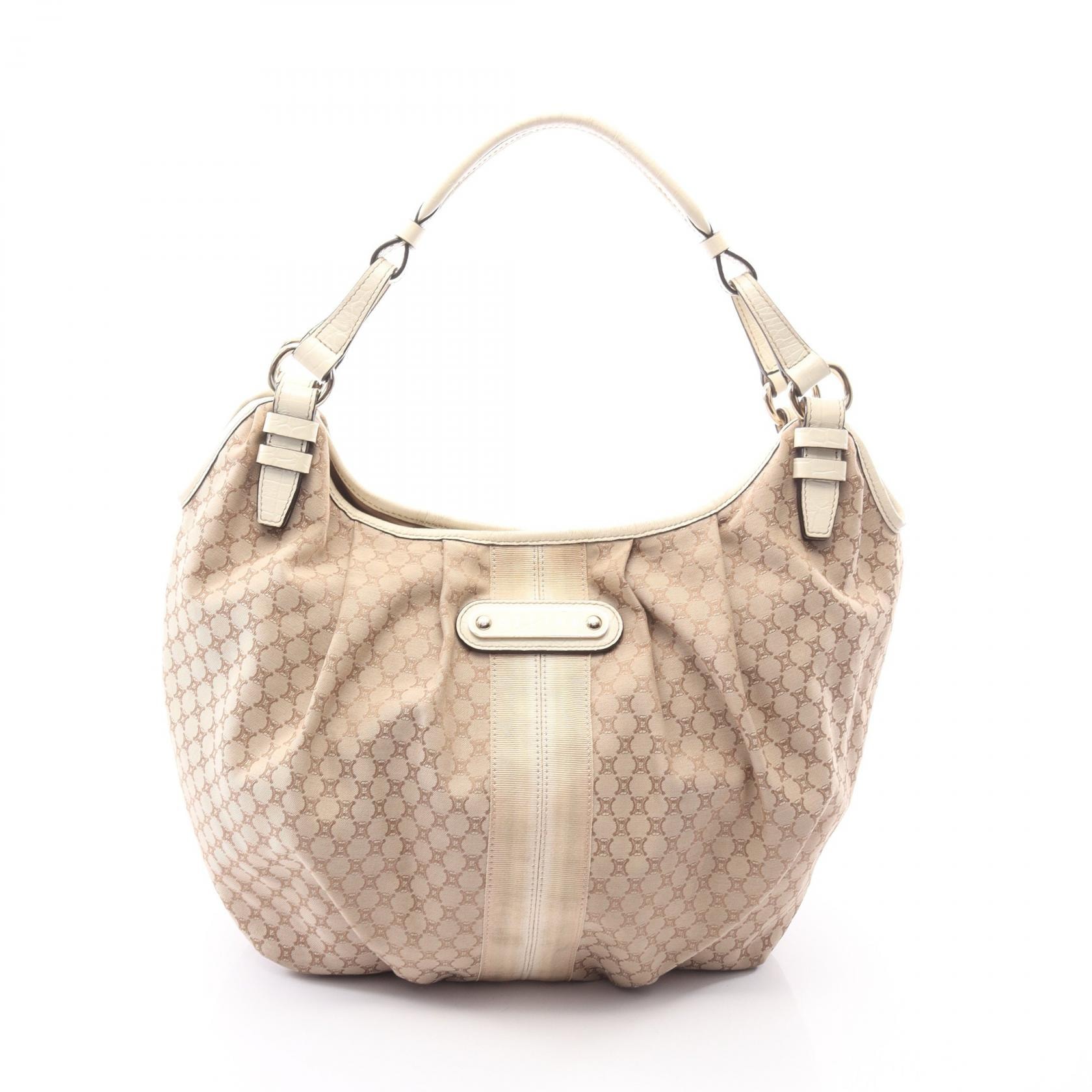 セリーヌ CELINE マカダム ワンショルダー ショルダーバッグ バッグ キャンバス レザー レディース ベージュ系 / ホワイト系 【中古】