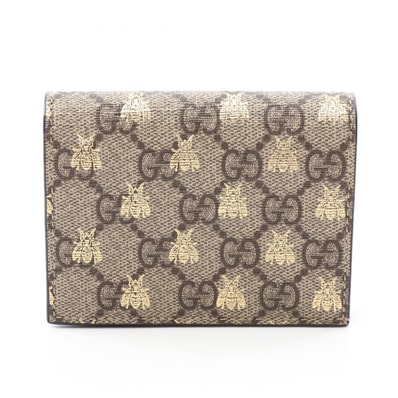 グッチ GUCCI GGスプリーム ビー 二つ折り財布 財布 レザー PVC レディース ベージュ系 / ゴールド系 508757 【中古】