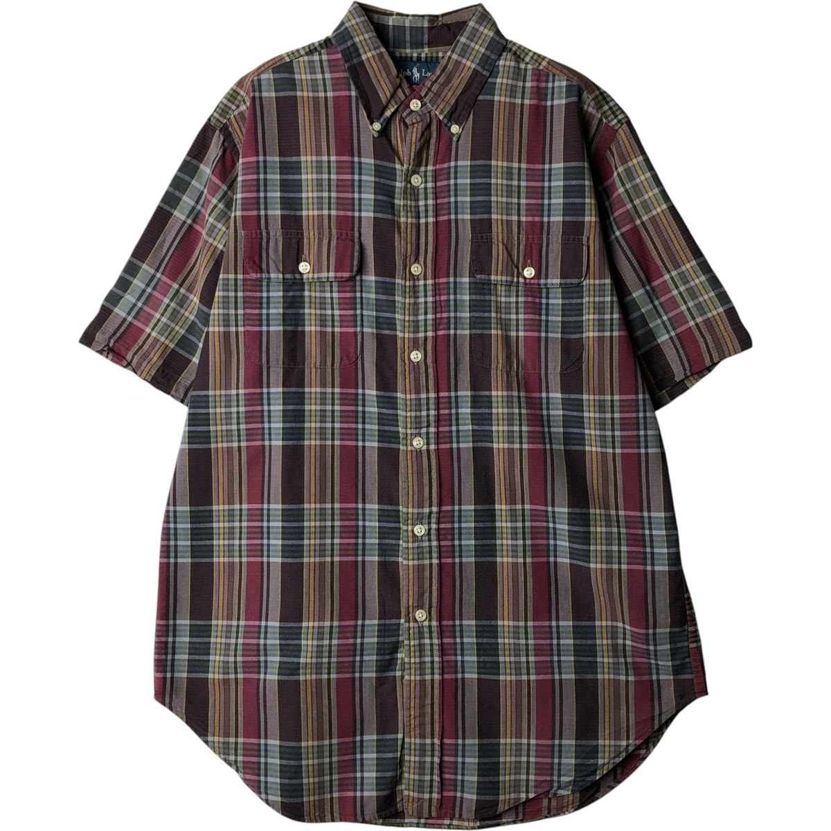 古着 ラルフローレン Ralph Lauren 半袖 ボタンダウン チェックシャツ メンズM相当/eaa640907