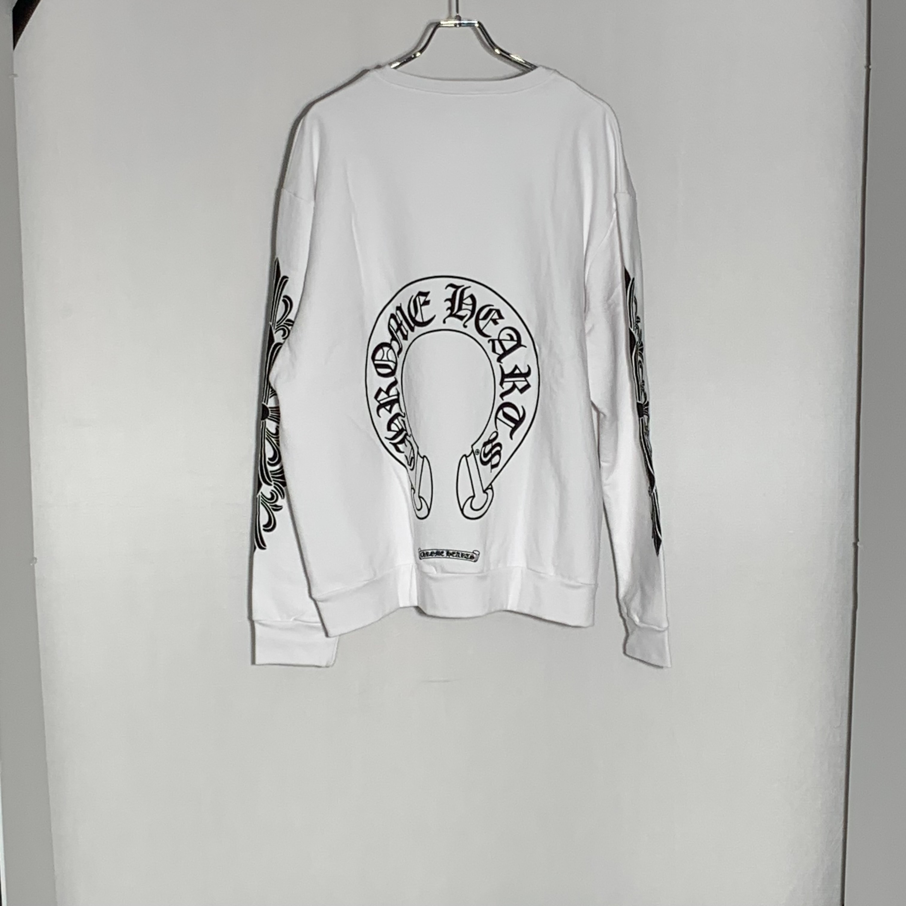 Chrome Hearts Floral Cross Horseshoe Back Print Sweatshirt "White"