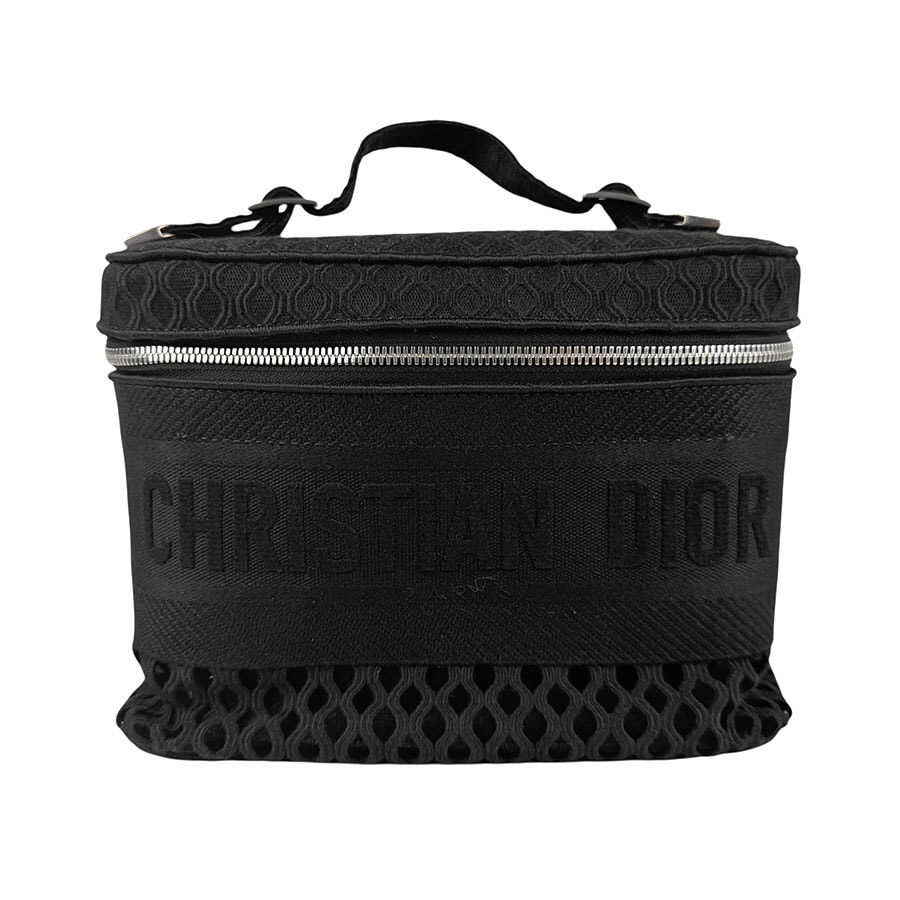 クリスチャンディオール Christian Dior ハンドバッグ バニティバッグ キャンバス ブラック シルバー レディース【中古】 z6242