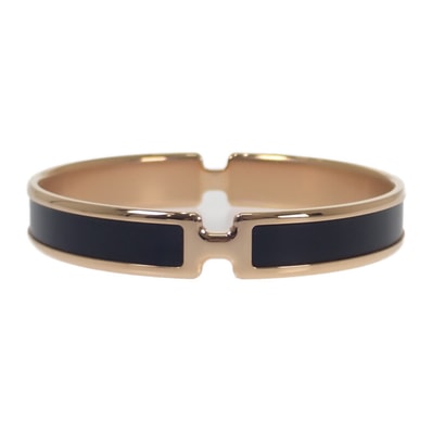 エルメス HERMES ブレスレットオランプ バングル ボックスカーフ ブラック ゴールド金具 レディース【中古】【SAランク】