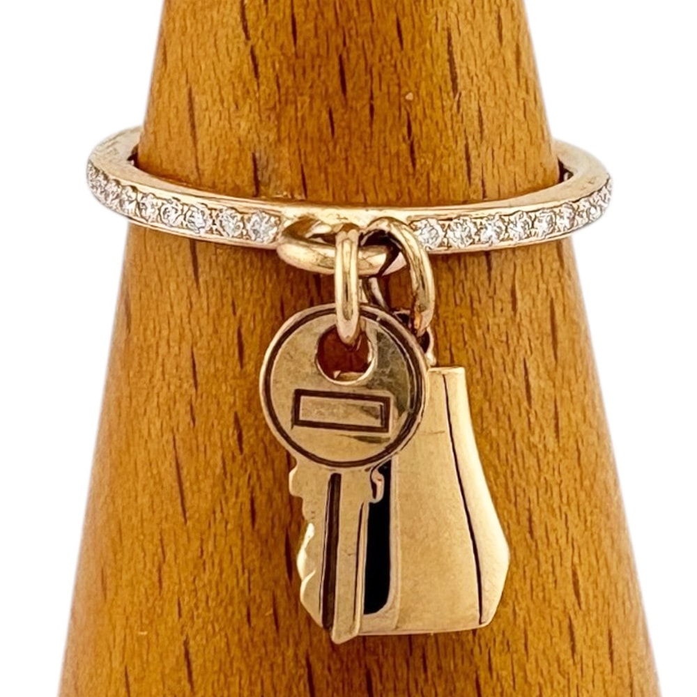 エルメス フランス ケリークロシェット リング 指輪 6.5号 18金 K18ピンクゴールド ダイヤモンド レディース HERMES  中古