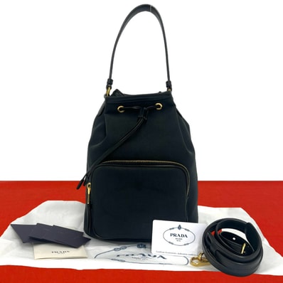 PRADA プラダ ロゴ キャンバス レザー ショルダーバッグ ブラック
11359