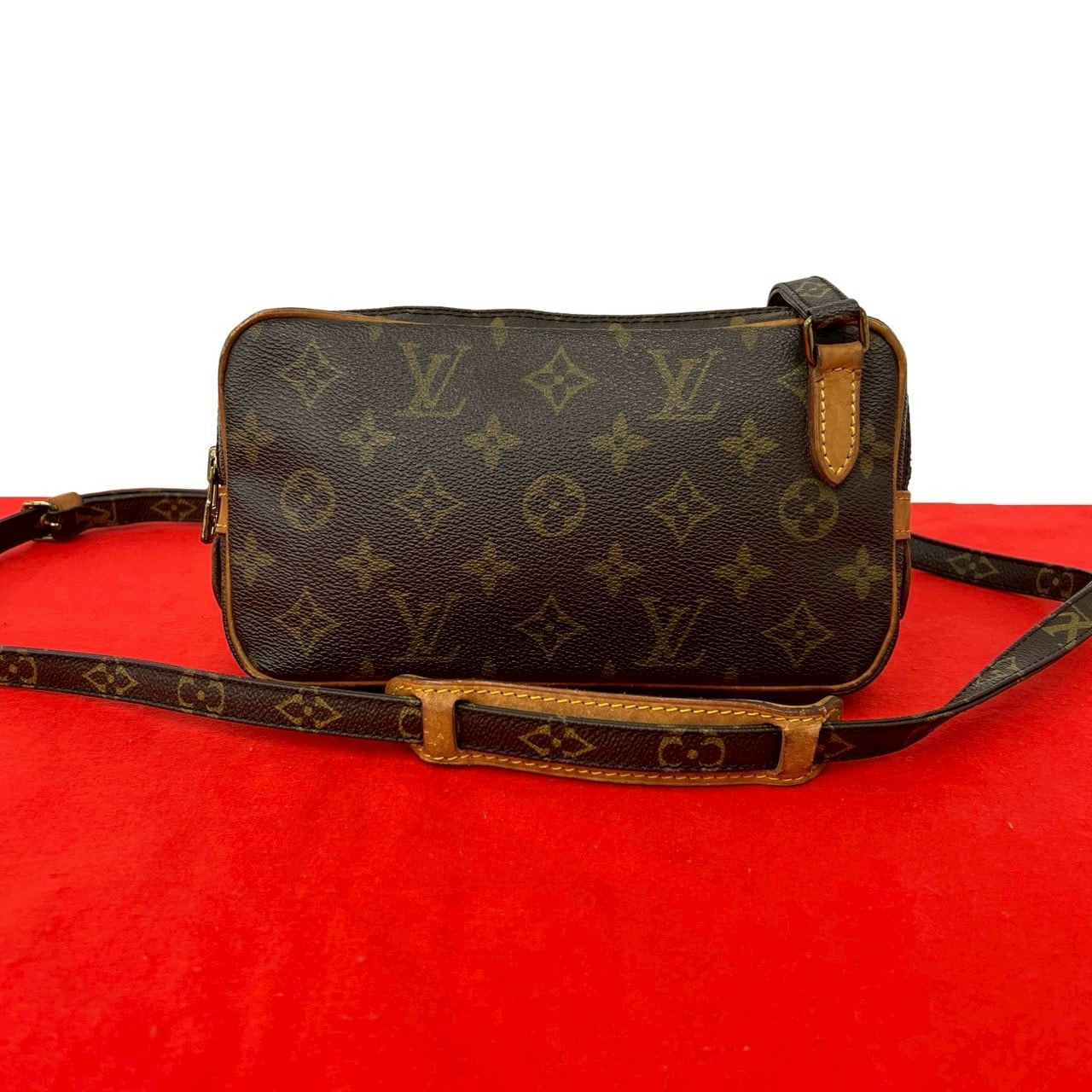 LOUIS VUITTON ルイヴィトン マルリーバンドリエール モノグラム レザー PVC ショルダーバッグ ブラウン
 131-1
