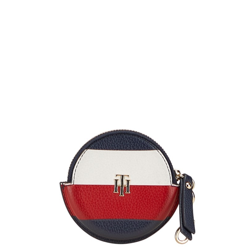 トミーヒルフィガー コインケース ネイビー レッド ホワイト レザー レディース TOMMY HILFIGER 【中古】
