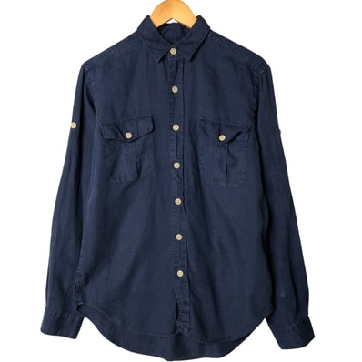 古着 ラルフローレン Ralph Lauren POLO by Ralph Lauren 長袖 リネン ボタンダウンシャツ メンズL相当/eaa584646