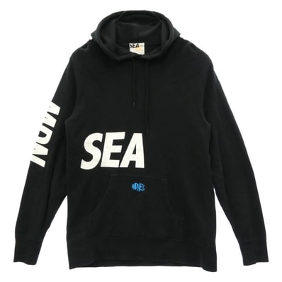WIND AND SEA ウィンダンシー パーカー 19SS WDS-CS-99 MADNESS PULLOVER PARKA マッドネス プルオーバー ロゴ プリント パーカー フーディー ブラック系 L【中古】