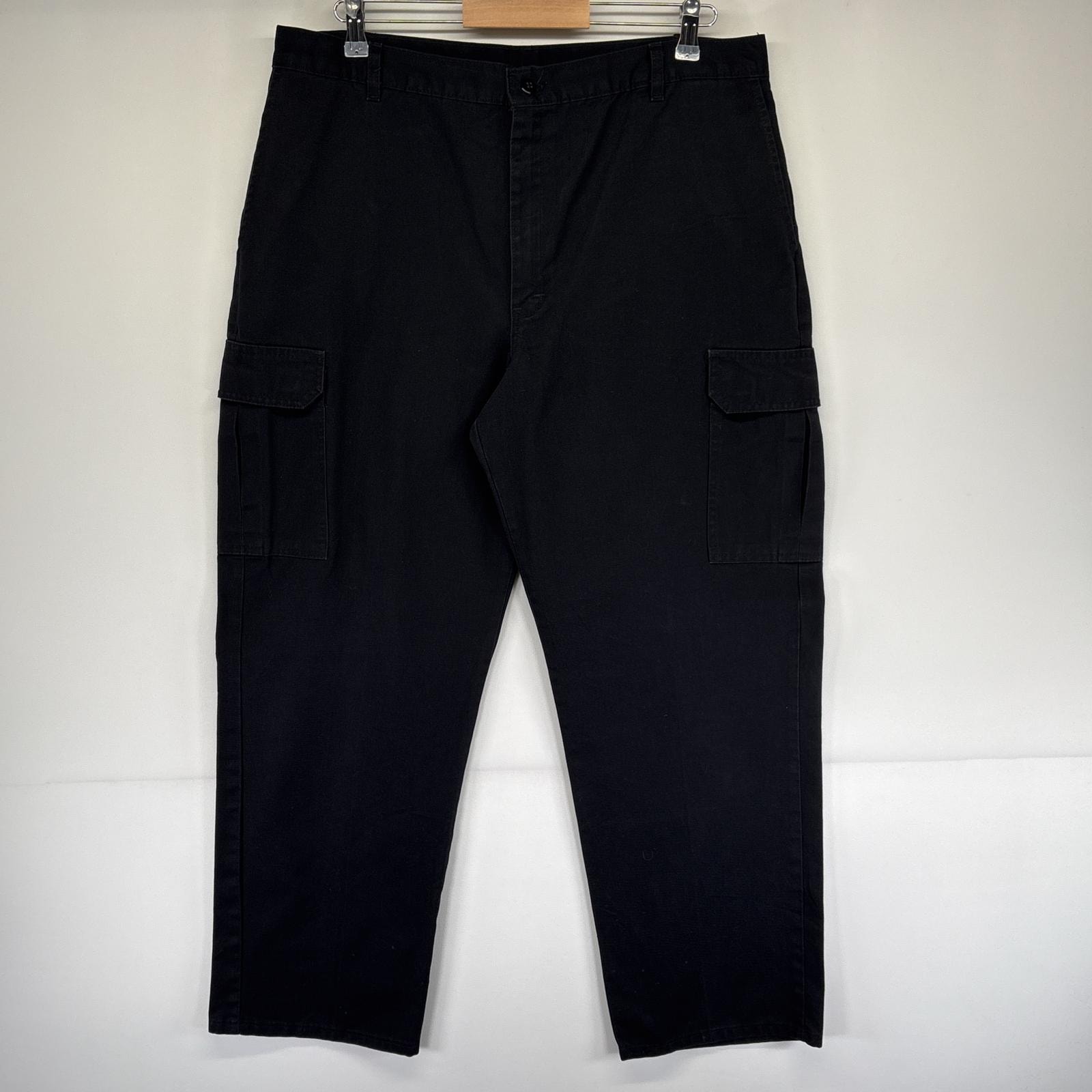 古着 ディッキーズ Dickies ワークパンツ カーゴパンツ ポケット 作業着 ワンポイントロゴ ジッパーフライ w38 L32  ブラック メンズ