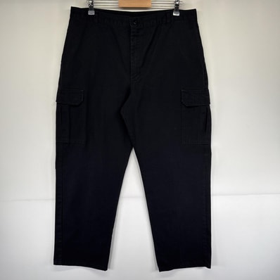 古着 ディッキーズ Dickies ワークパンツ カーゴパンツ ポケット 作業着 ワンポイントロゴ ジッパーフライ w38 L32 ブラック メンズ