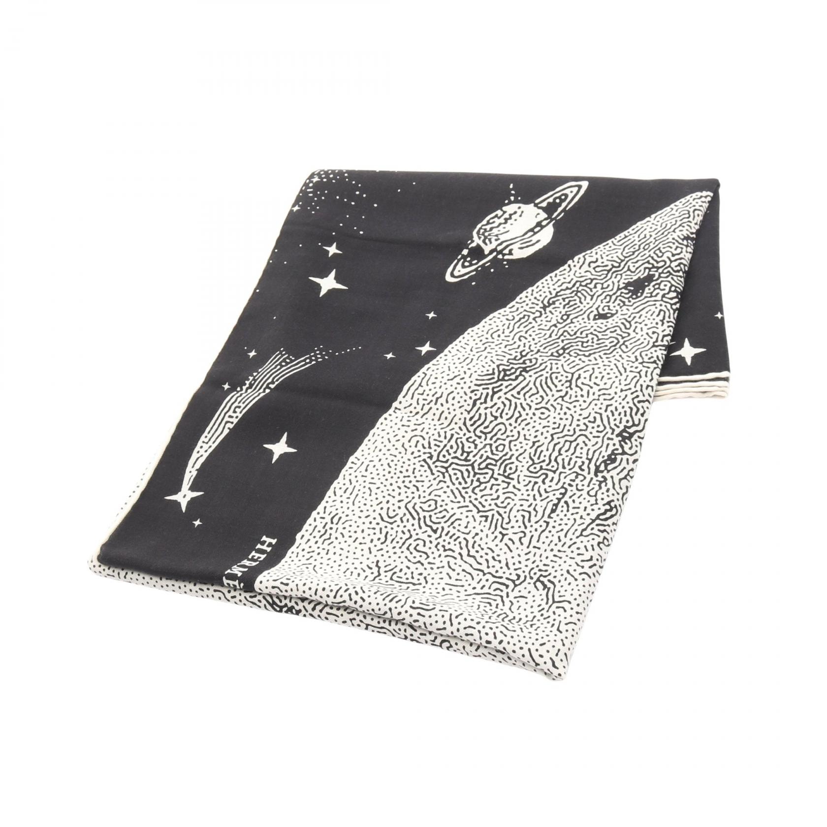 エルメス HERMES カレジェアン カレ140 CLAIR DE LUNE スカーフ 衣料品 シルク カシミヤ シルク レディース ブラック系 / ホワイト系 【中古】