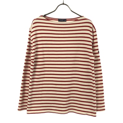 SAINT JAMES セントジェームス フランス製 ボーダー 長袖 ボートネック バスクシャツ SM ホワイト×レッド ロンT