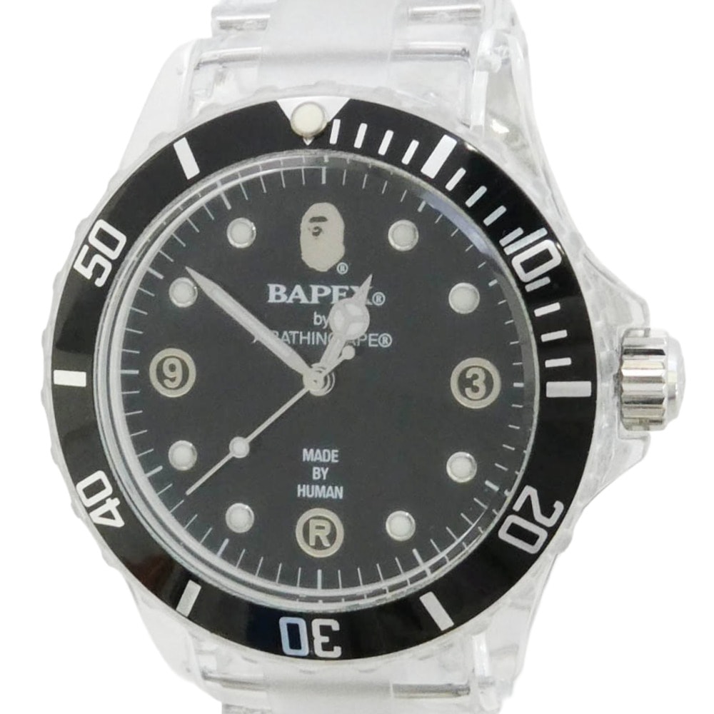 A BATHING APE アベイシングエイプ BAPEX CLEAR WATCH ベイペックス クリアウォッチ クオーツ 腕時計 クリア系【中古】