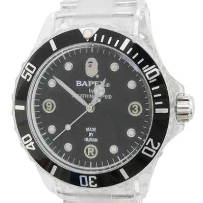 A BATHING APE アベイシングエイプ BAPEX CLEAR WATCH ベイペックス クリアウォッチ クオーツ 腕時計 クリア系【中古】