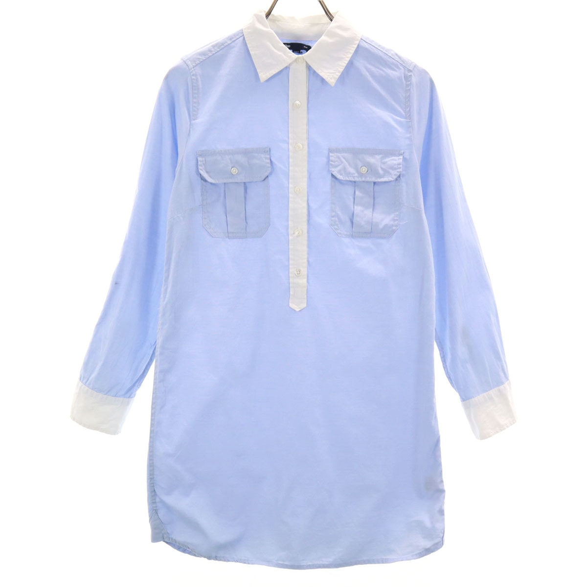 GAP ギャップ 長袖 シャツワンピース S 青紫系 プルオーバー