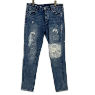 スビ ライトブルー ダメージ加工 デニムパンツ 33