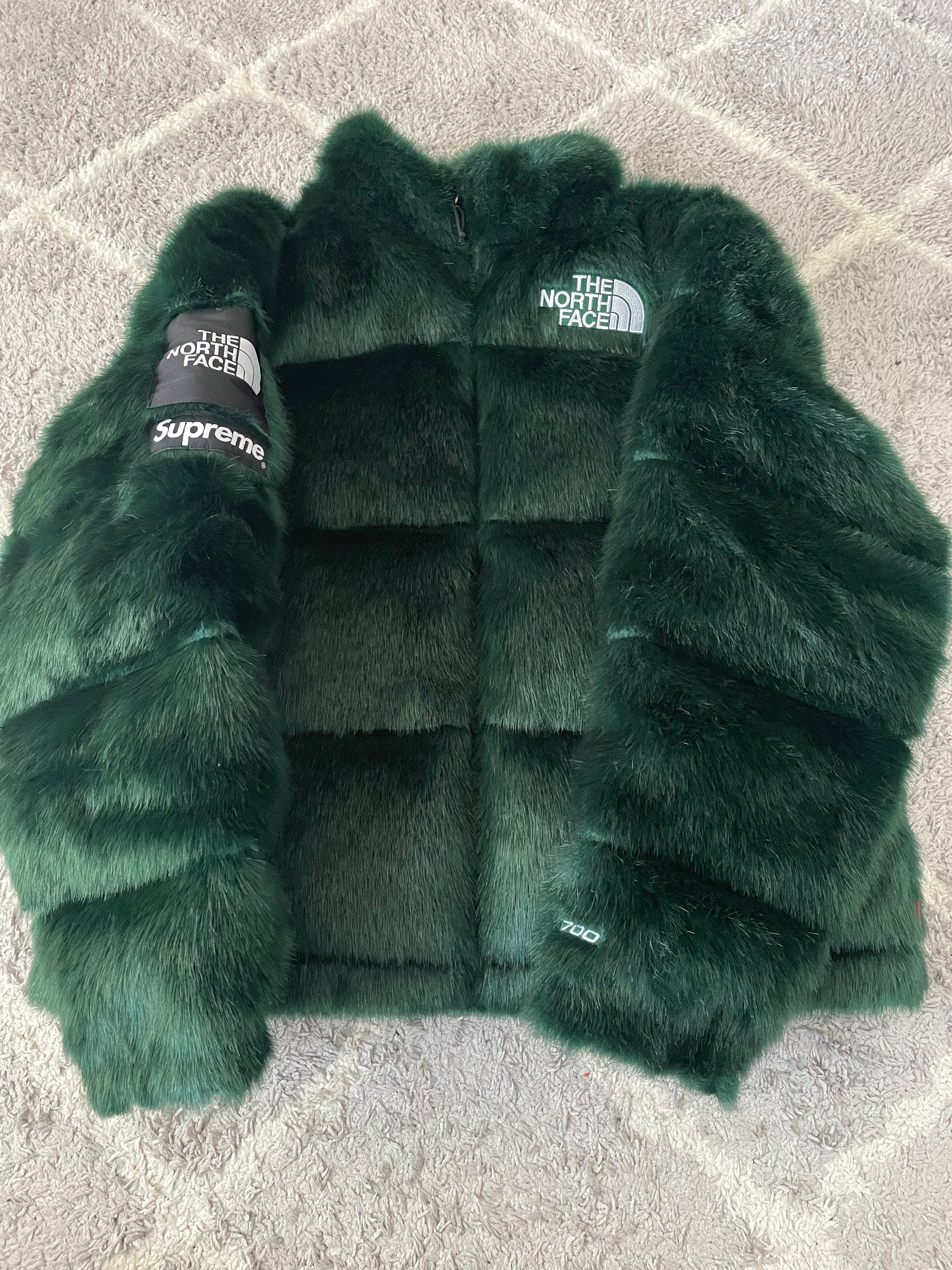 Supreme x The North Face Faux Fur Nuptse Jacket "Green"