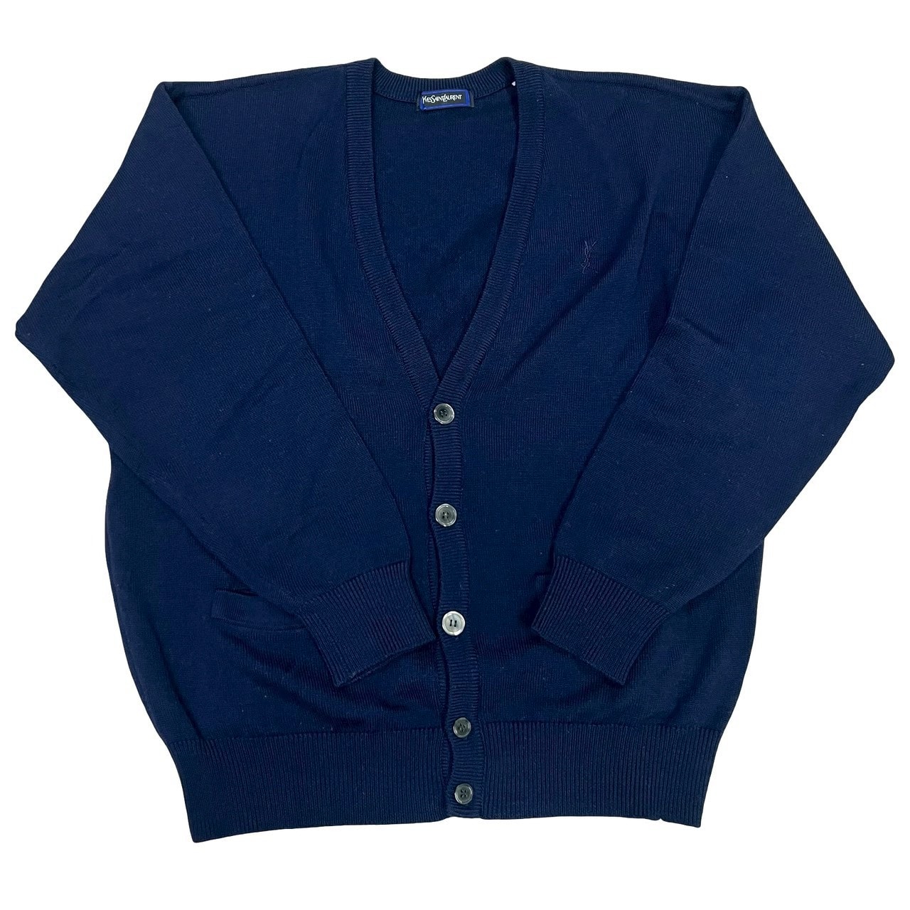 YVES SAINT LAURENT イヴ・サンローラン YSL ロゴ ウール カーディガン ネイビー
65258