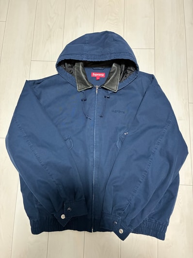 Supreme Leather Collar Utility Jacket "Navy"