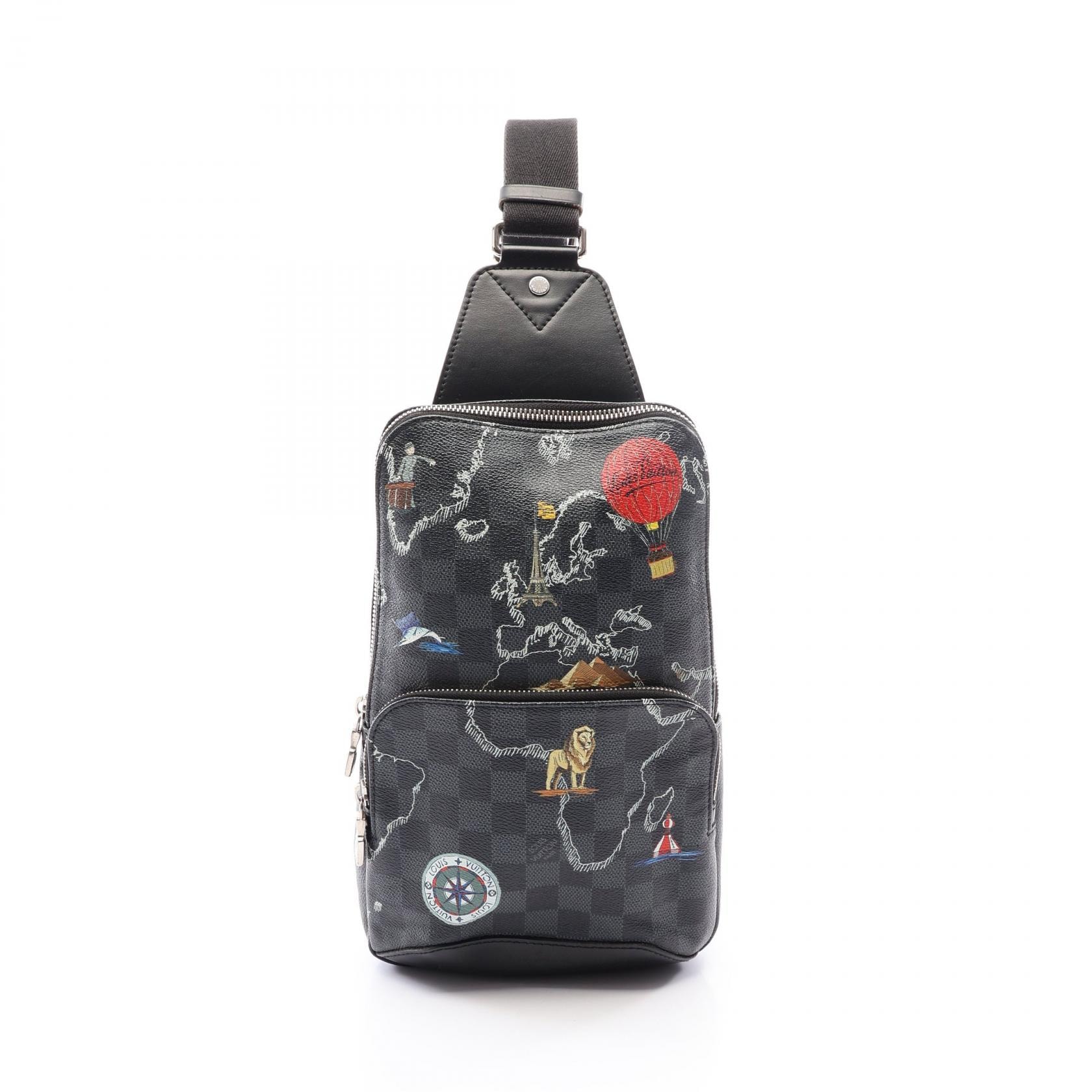 ルイ・ヴィトン LOUIS VUITTON アヴェニュー スリングバッグ ダミエグラフィット マップ ウエストバッグ ボディバッグ バッグ PVCコーティングキャンバス レザー メンズ ブラック系 / マルチカラー N40237 【中古】