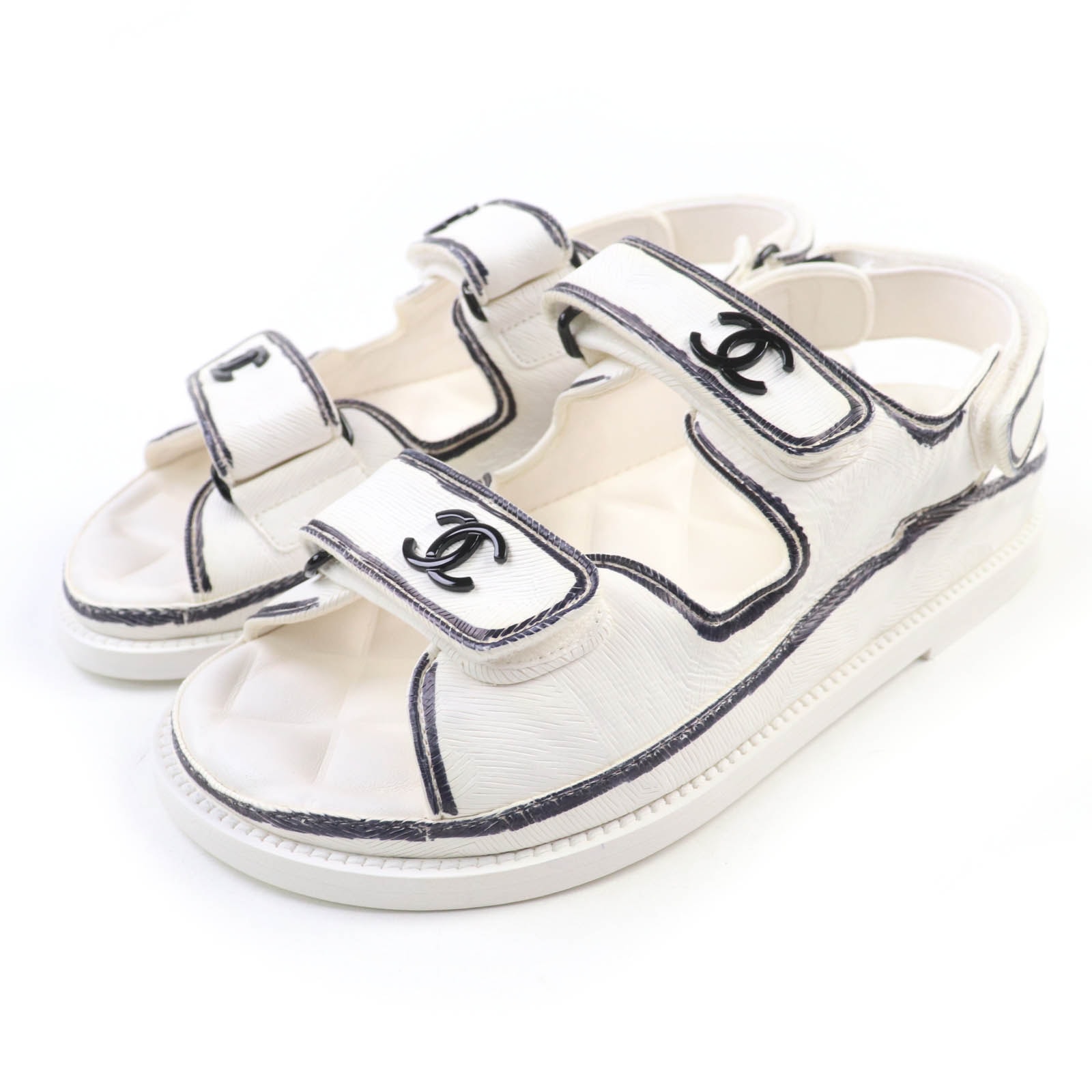 極美品 シャネル
 サンダル ホワイト レディース 35 22C G35927
