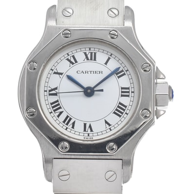 カルティエ CARTIER サントスオクタゴンSM ホワイト 自動巻き レディース 保証書付き 腕時計 D#146648