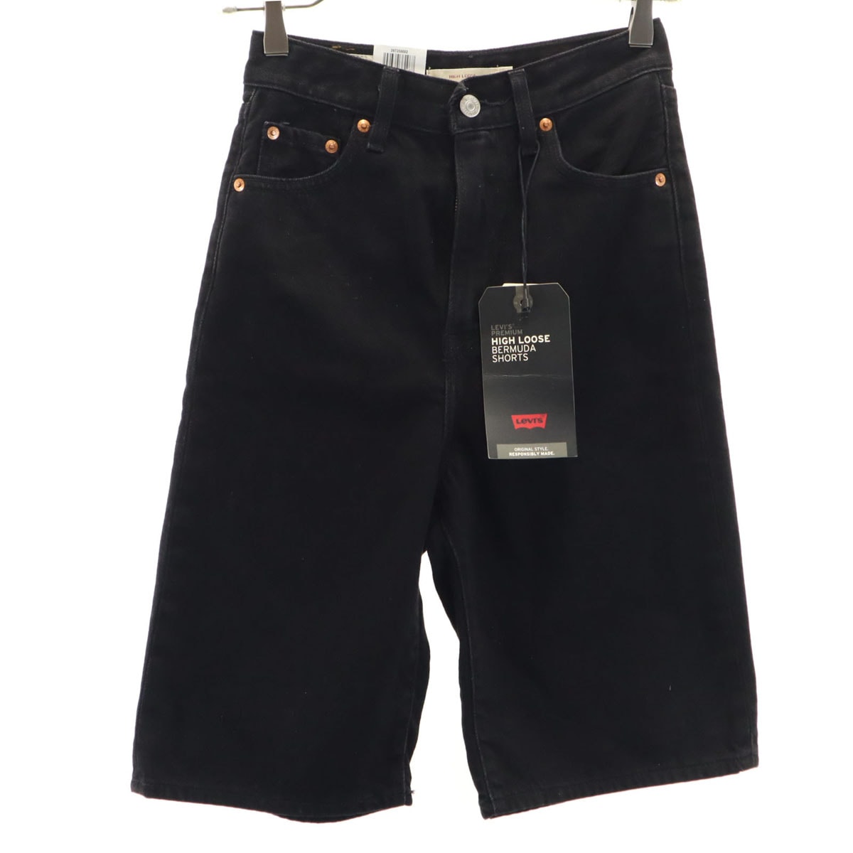 未使用 LEVI'S PREMIUM リーバイスプレミアム ビッグE ハイルーズ デニムショートパンツ w23 ブラック