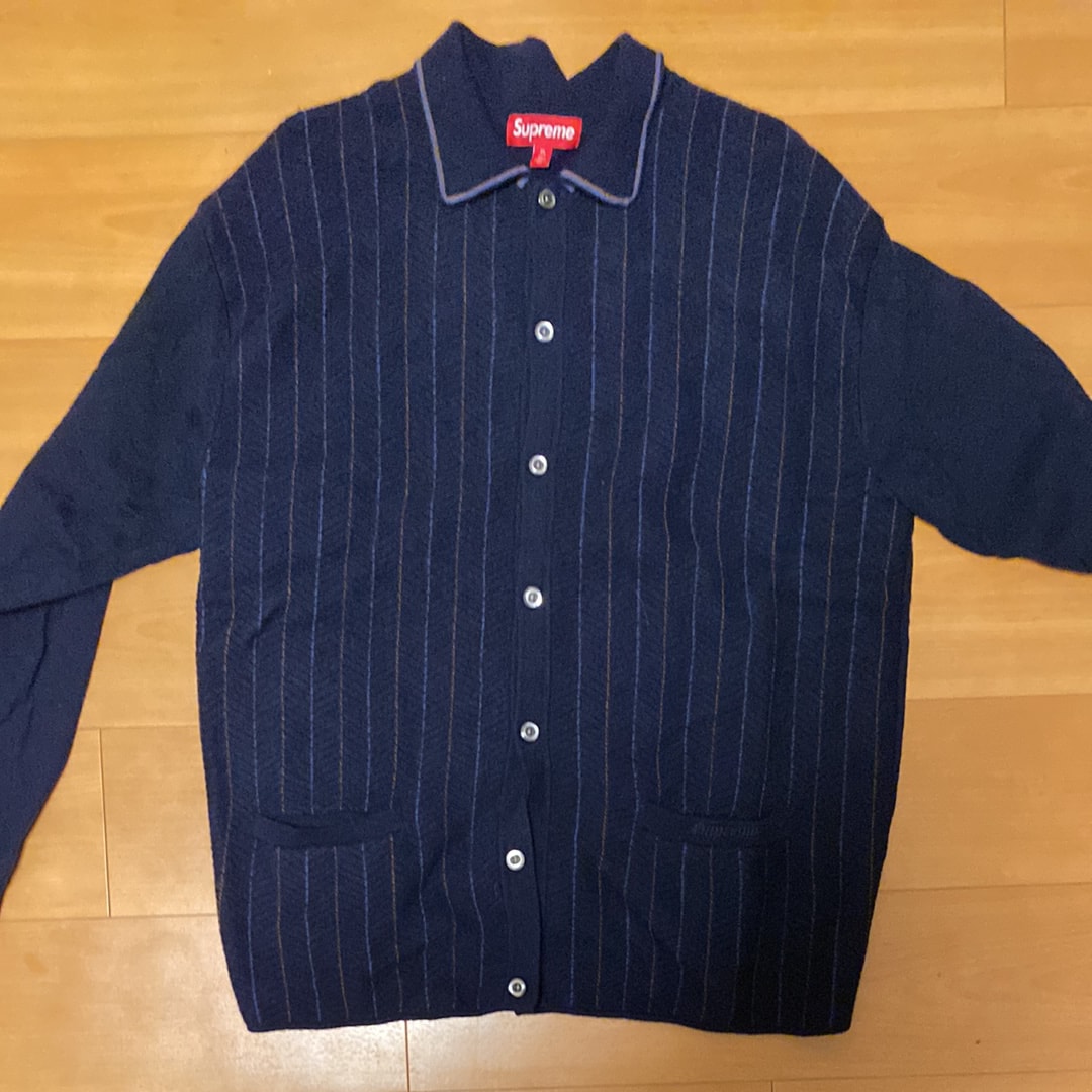 シュプリーム ヘリンボーン カーディガン "ネイビー"